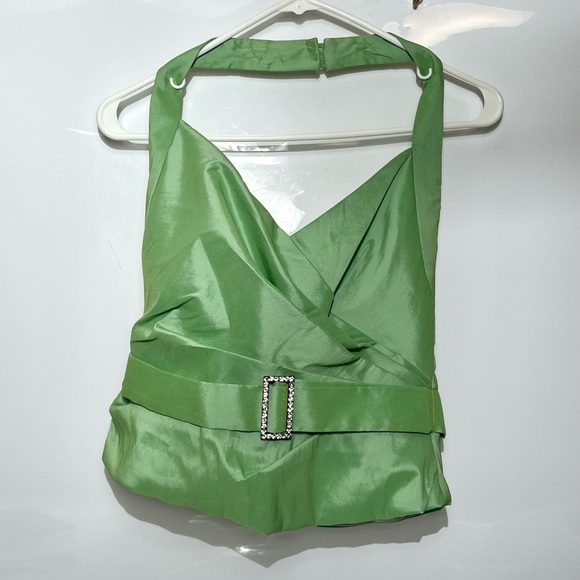 Veronique Young Vintage Taffeta Halter Cocktail Top Size 6 - Picture 2 of 16